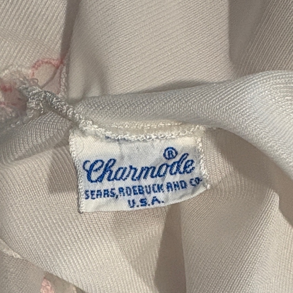 Charmode by Sears Roebuck Vintage Off White and Baby Pink Nightgown Slip Dress - Picture 15 of 15